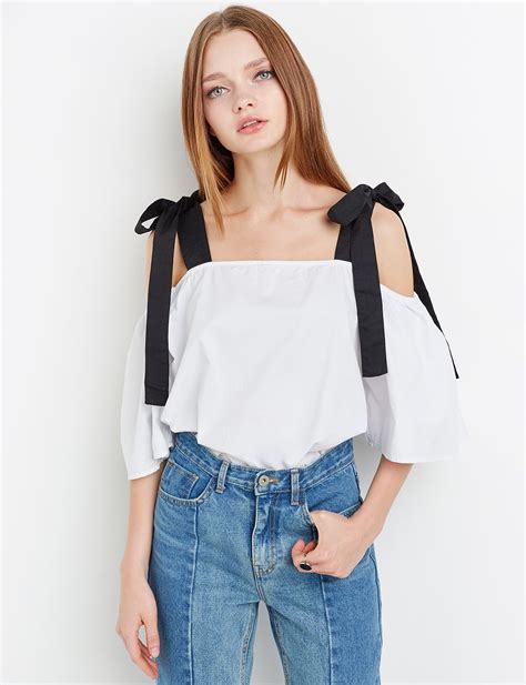 fendi white tops with bow on shoulders|Tops & Shirts .